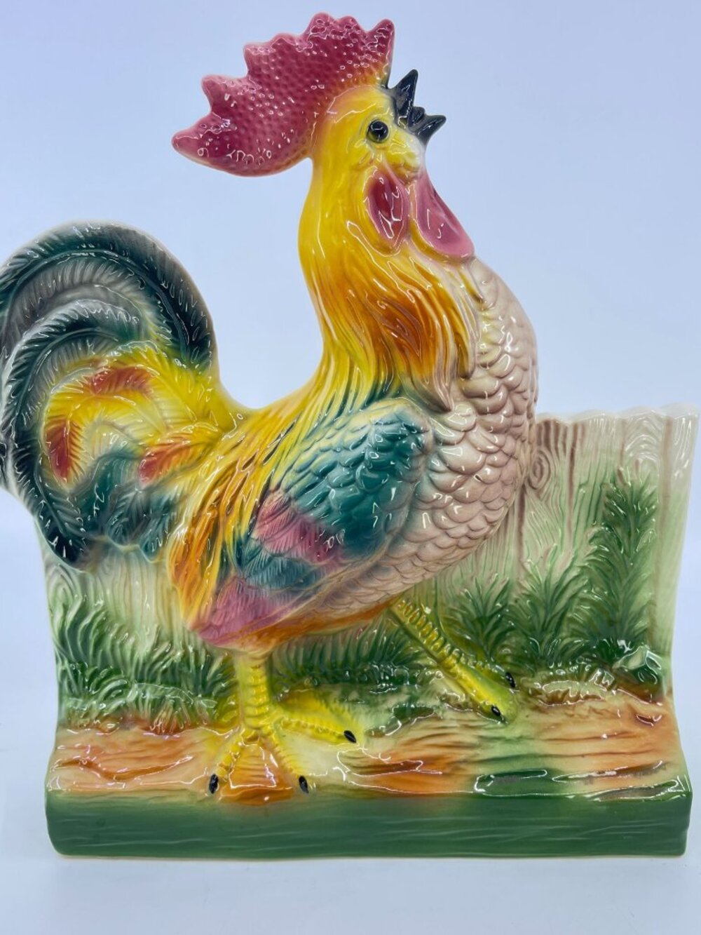 vintage california pottery ceramic rooster tv lamp base farmhouse